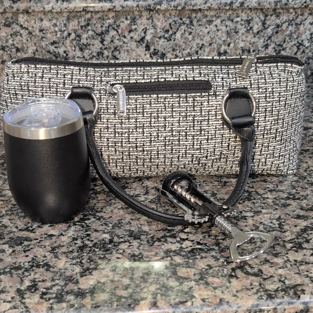 Stylish Black and White Primeware  Wine Tote Bundle